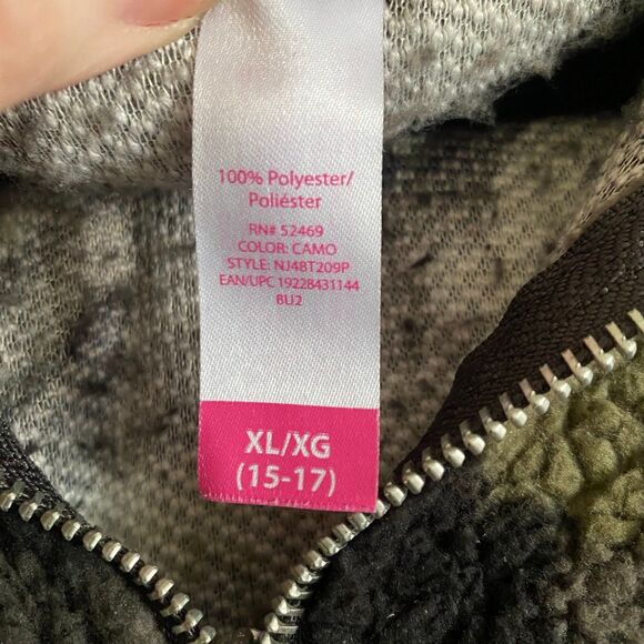Camo Sherpa Fleece Hoodie Quarter Zip Sweatshirt XL No Boundaries - Picture 3 of 8